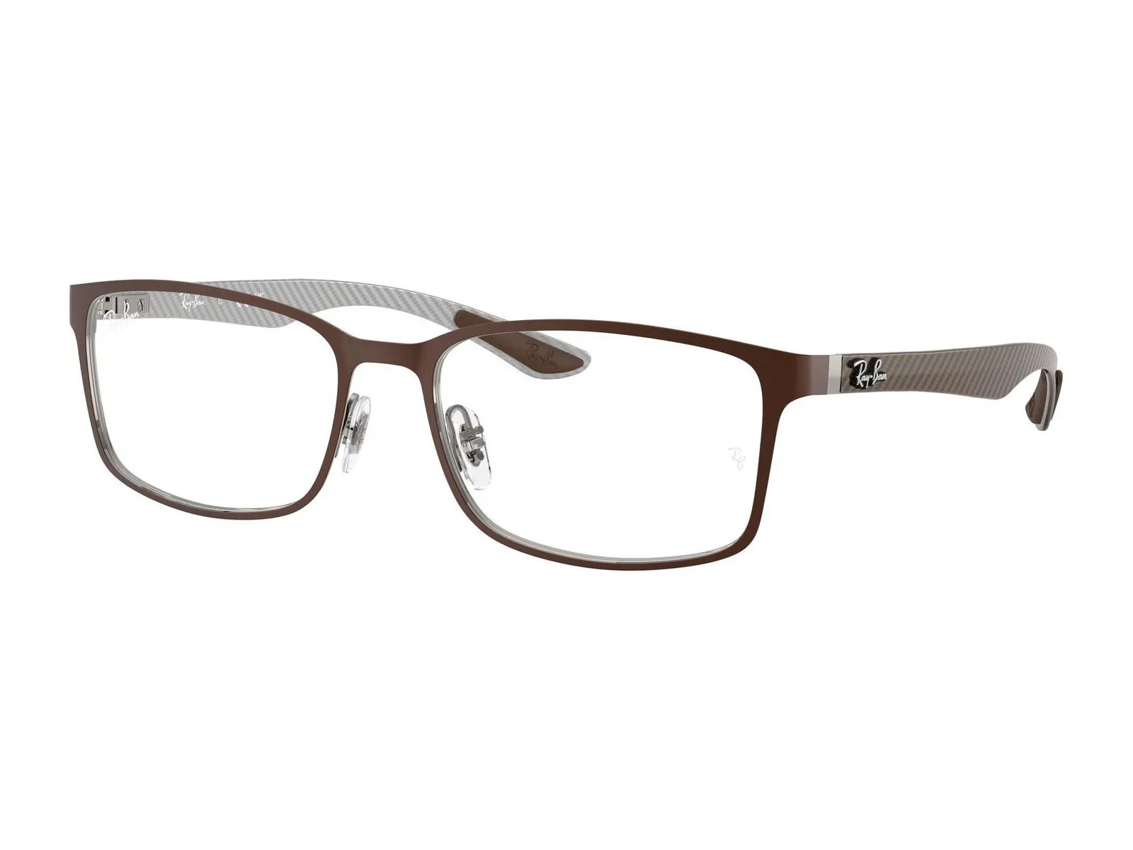 Ray-Ban RX8424, marrón mate sobre gris metal